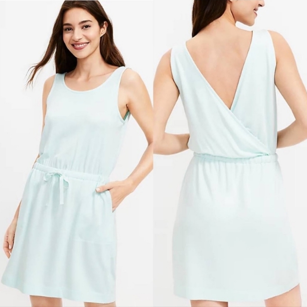 Size L Mint Lou & Grey Signaturesoft Lite Crossover Back Pocket Dress from Loft